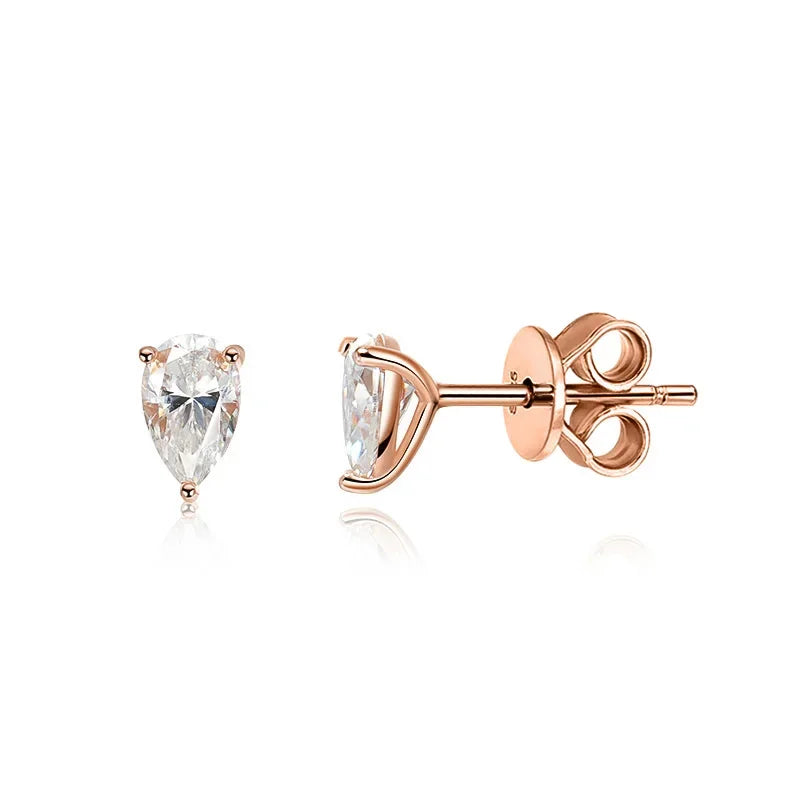 Certified Moissanite Stud Earrings - Pear Cut - Ornalux