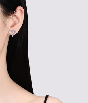 Heart Moissanite Stud Earrings D Color - Ornalux