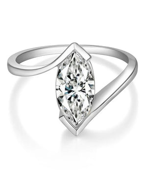 1 Carat Horse Eye Marquise Cut Moissanite Ring - Ornalux