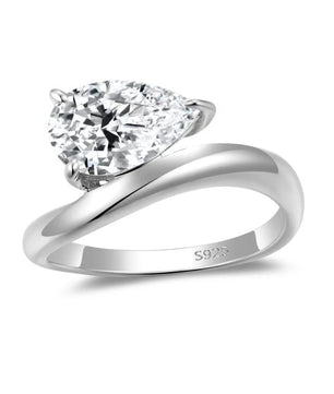 3 Carat D Color Water Drop Pear Cut Moissanite Ring - Ornalux