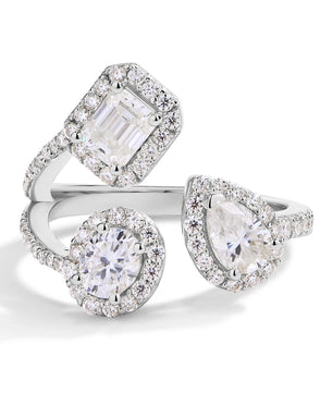 Three Stone Moissanite Ring For Women - Ornalux