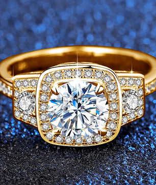 1.5Ct D Color Moissanite Ring - Gold Plated Jewelry - Ornalux