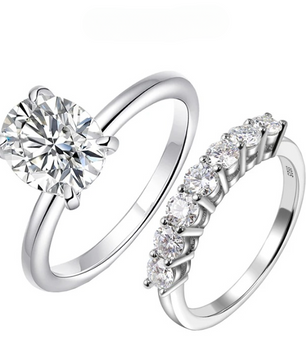 2Ct Luxury White Gold Oval Moissanite Wedding Ring Set - Ornalux