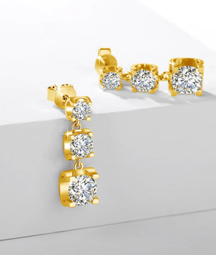 D Color VVS1 Moissanite Drop Earrings - Gold & Silver - Ornalux