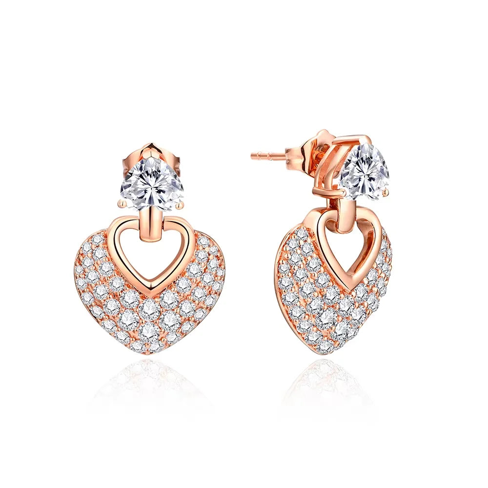 Sparkling Heart Cut Moissanite Earrings - Unique Design - Ornalux