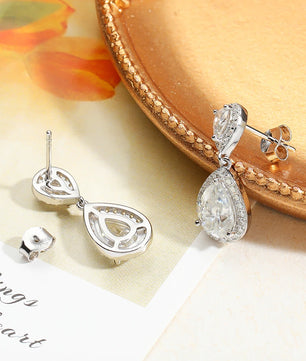 4.17Cttw Pear Cut Moissanite Drop Earrings - Ornalux