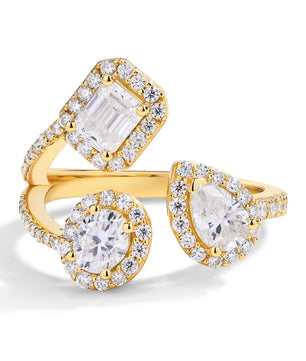 Three Stone Moissanite Ring For Women - Ornalux