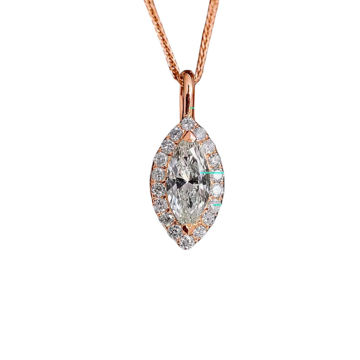 1Ct Marquise Moissanite Necklace Yellow Gold Pendant