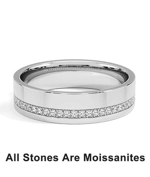 D Color Moissanite Wedding Band Rings for Men - Ornalux