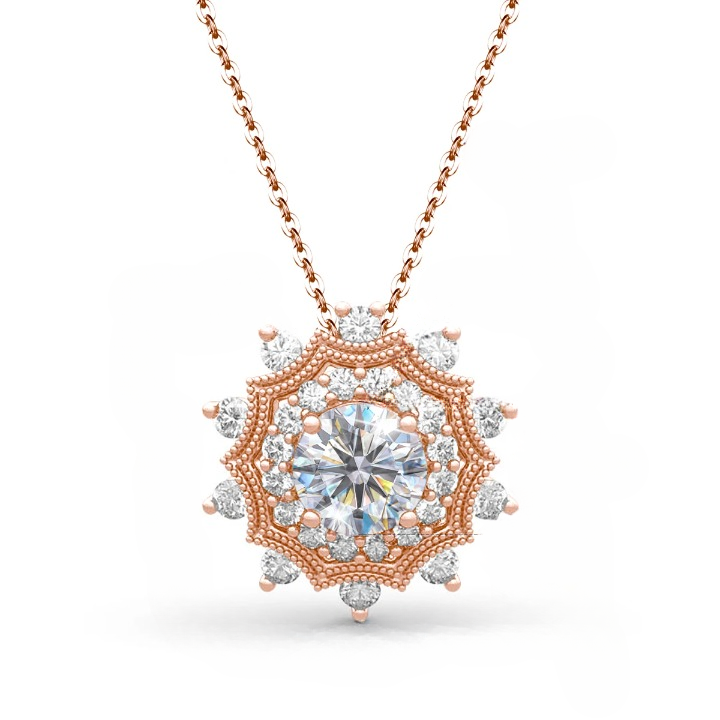 1Ct Moissanite Necklace Pendant - Exclusive Design