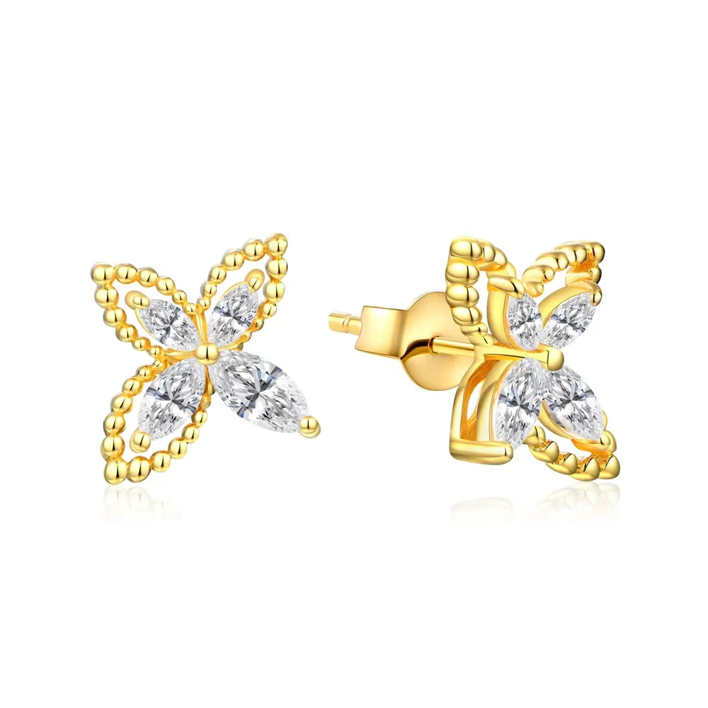D VVS1 Moissanite butterfly Stud Earrings - Ornalux