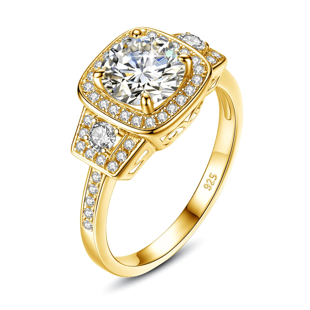 1.5Ct D Color Moissanite Ring - Gold Plated Jewelry - Ornalux
