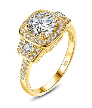 1.5Ct D Color Moissanite Ring - Gold Plated Jewelry - Ornalux