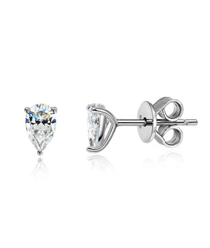 Certified Moissanite Stud Earrings - Pear Cut - Ornalux