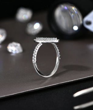 Handmade White Gold Moissanite Engagement Ring for Women - Ornalux