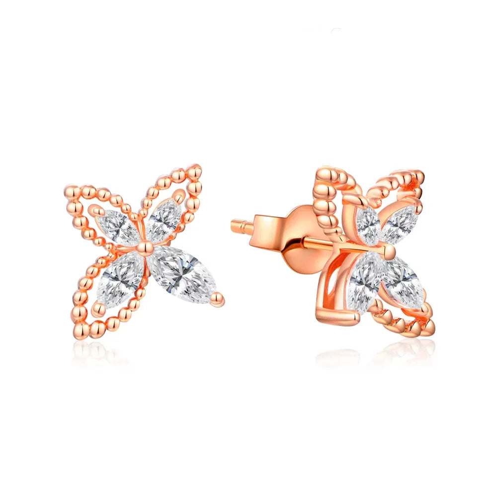D VVS1 Moissanite butterfly Stud Earrings - Ornalux