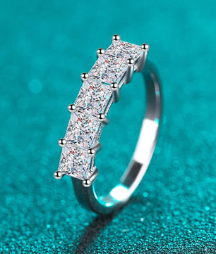 2Cttw D Color Princess Cut Moissanite Diamond Ring - Ornalux