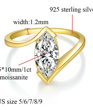 1 Carat Horse Eye Marquise Cut Moissanite Ring - Ornalux