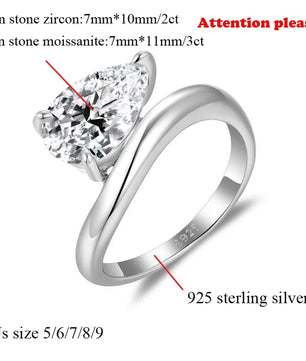 3 Carat D Color Water Drop Pear Cut Moissanite Ring - Ornalux
