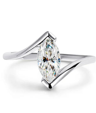 1 Carat Horse Eye Marquise Cut Moissanite Ring - Ornalux