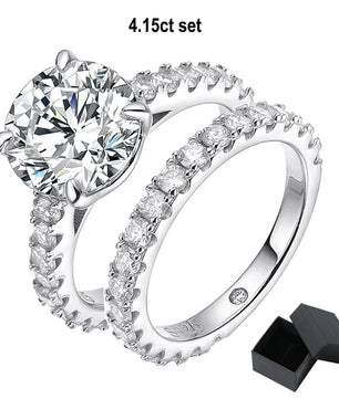Luxury 4.15Cttw Moissanite Wedding Diamond Ring Set - Ornalux