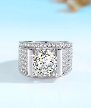 Real Silver Men's Moissanite Ring 4Ct Hip Hop Jewelry - Ornalux