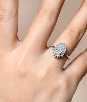 1.77Cttw Pear Cut Moissanite Diamond Ring - 18K Gold Plated - Ornalux