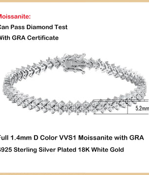 D Color Full Moissanite Tennis Bracelet - Ornalux