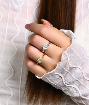 Pear Cut Moissanite Engagement Hug Ring - Ornalux