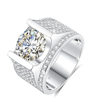 Real Silver Men's Moissanite Ring 4Ct Hip Hop Jewelry - Ornalux