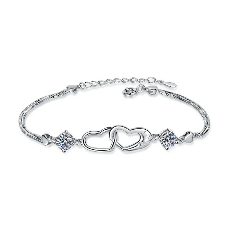 1Cttw D Color Moissanite Heart Bracelet - Ornalux