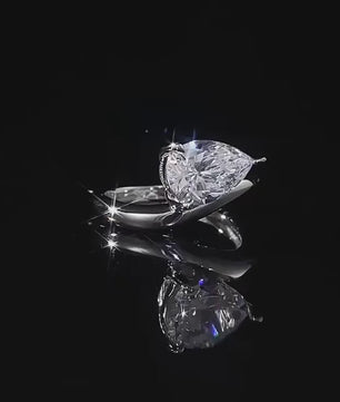 3 Carat D Color Water Drop Pear Cut Moissanite Ring