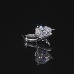 3 Carat D Color Water Drop Pear Cut Moissanite Ring