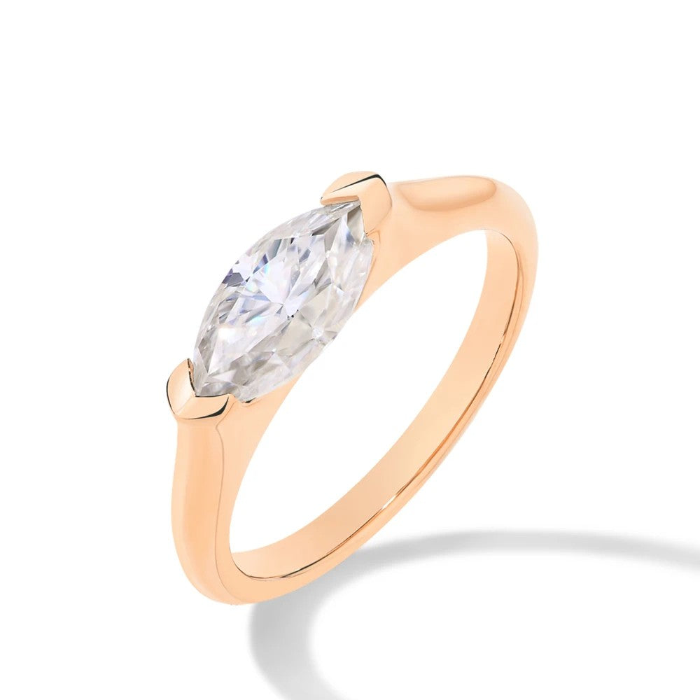 1CT Marquise Cut Moissanite Diamond Ring - Solid Gold - Ornalux